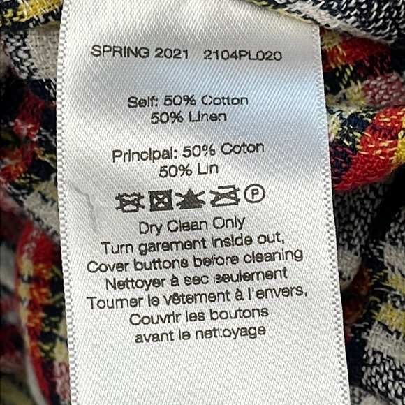 New Veronica Beard Shania Plaid Plaid Button Down Blouse Shirt Linen Fall Sz 0 - Picture 15 of 15